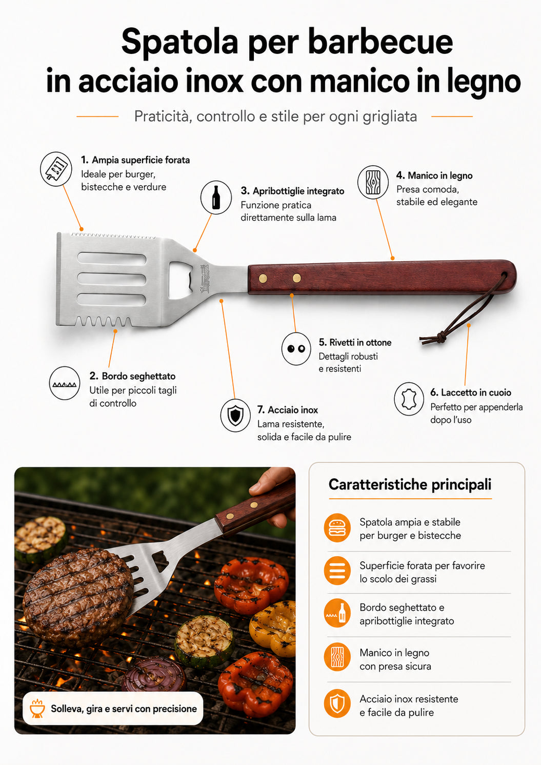 BOXOB spatola barbecue acciaio inox manico legno