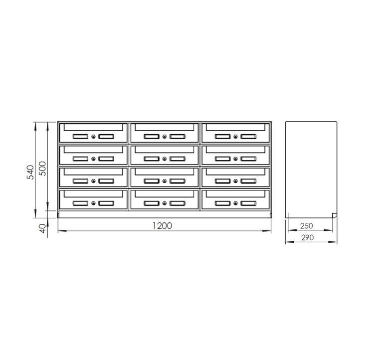 Silmec SC Classic SC5 cassetta postale 12 posti ritiro anteriore