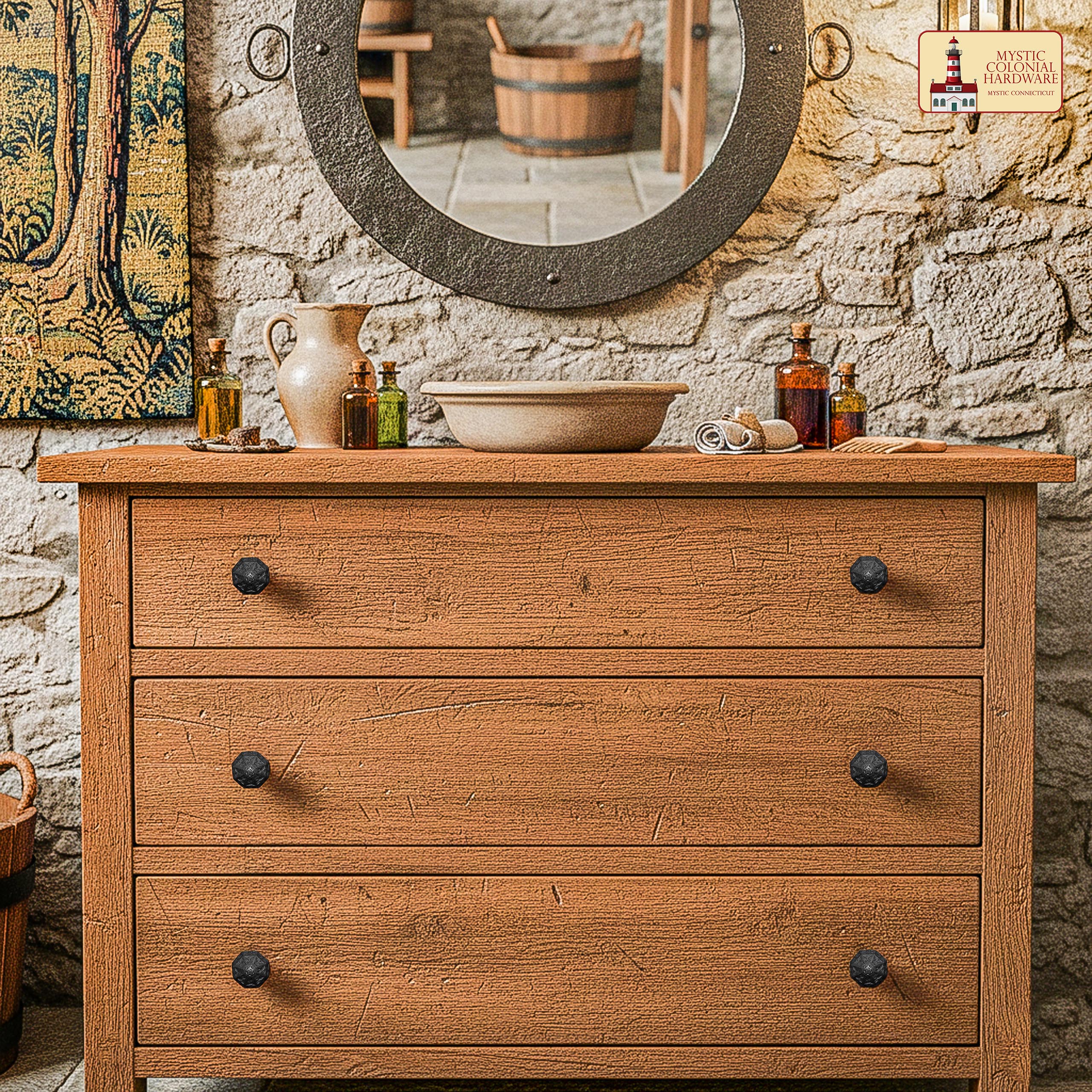 Mystic Colonial Hardware pomello ferro battuto singolo rustico