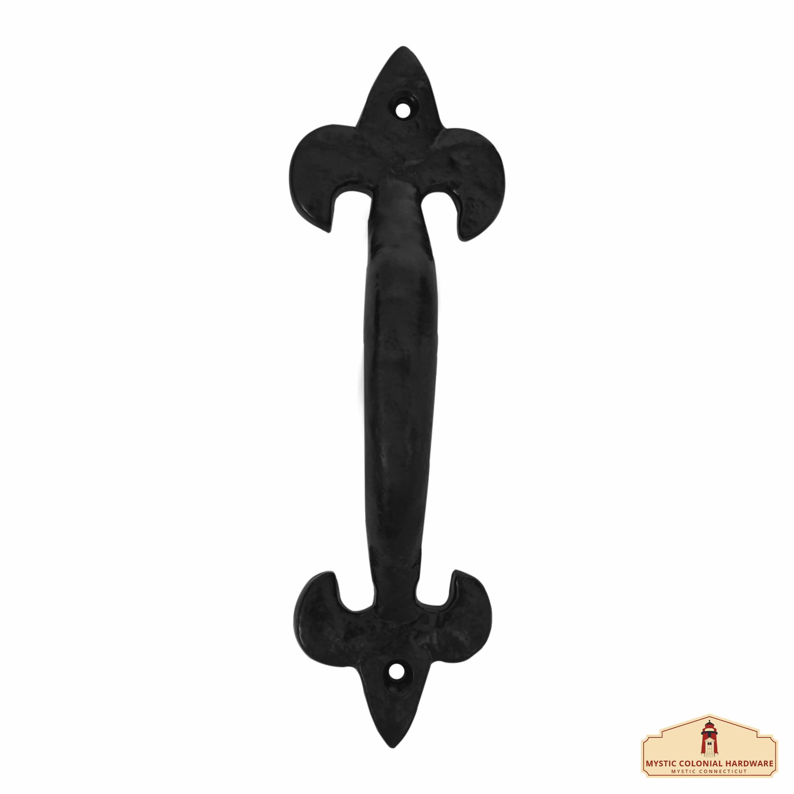 Mystic Colonial Fleur de Lis maniglia porta 17 cm ghisa nera