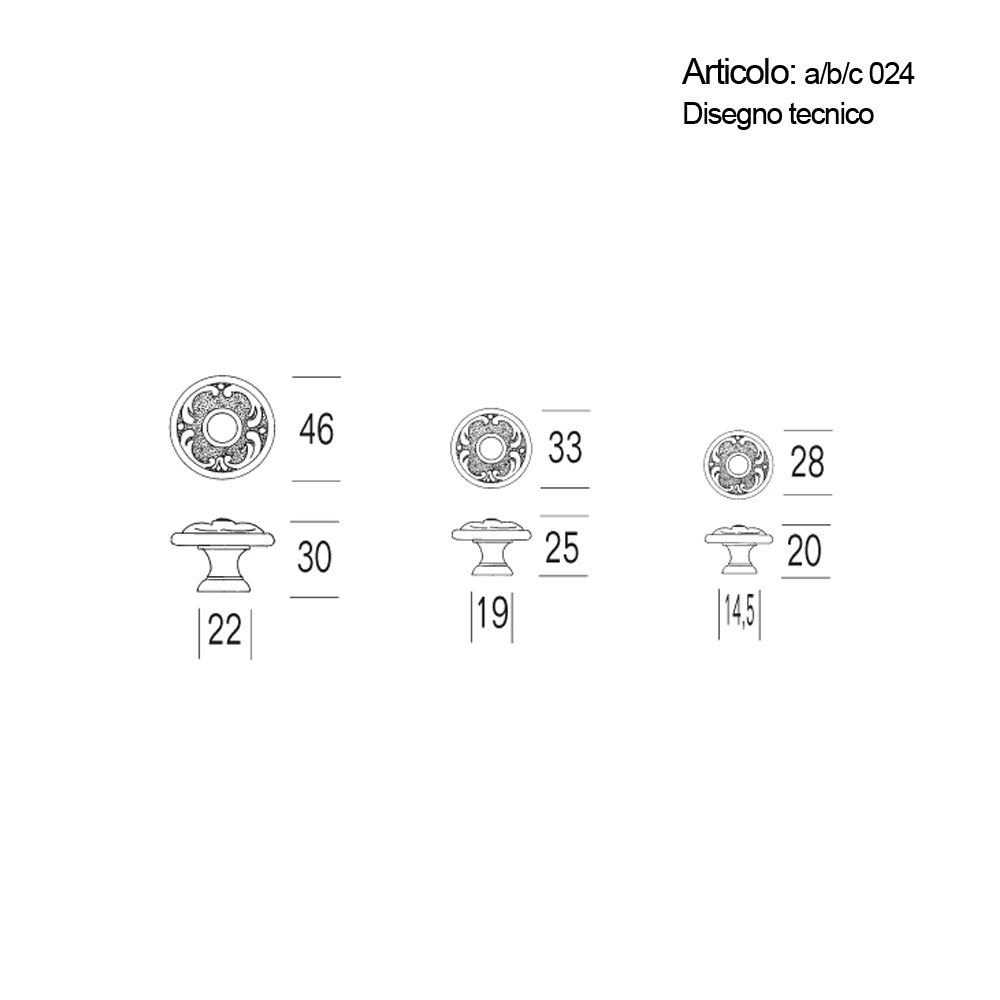 Spinardi A024 pomolo mobile varie finiture