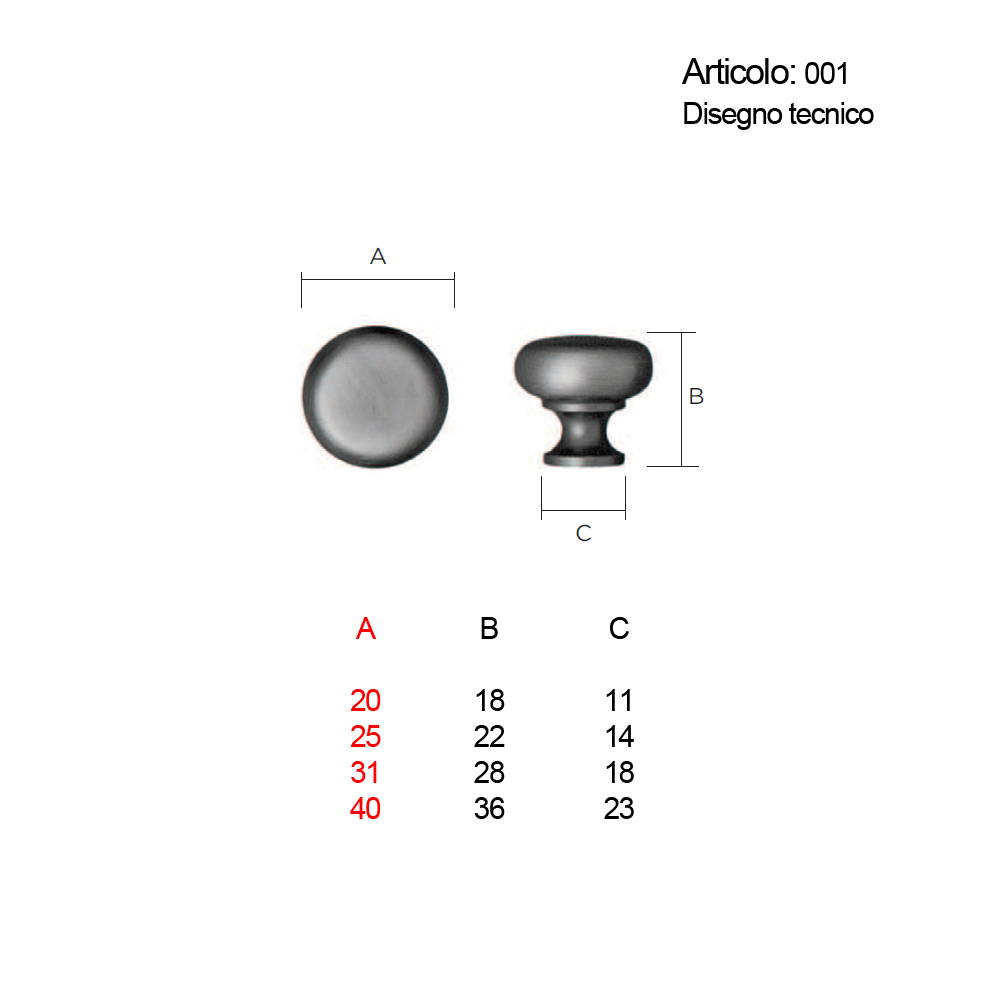 Spinardi 1 pomolo per mobile