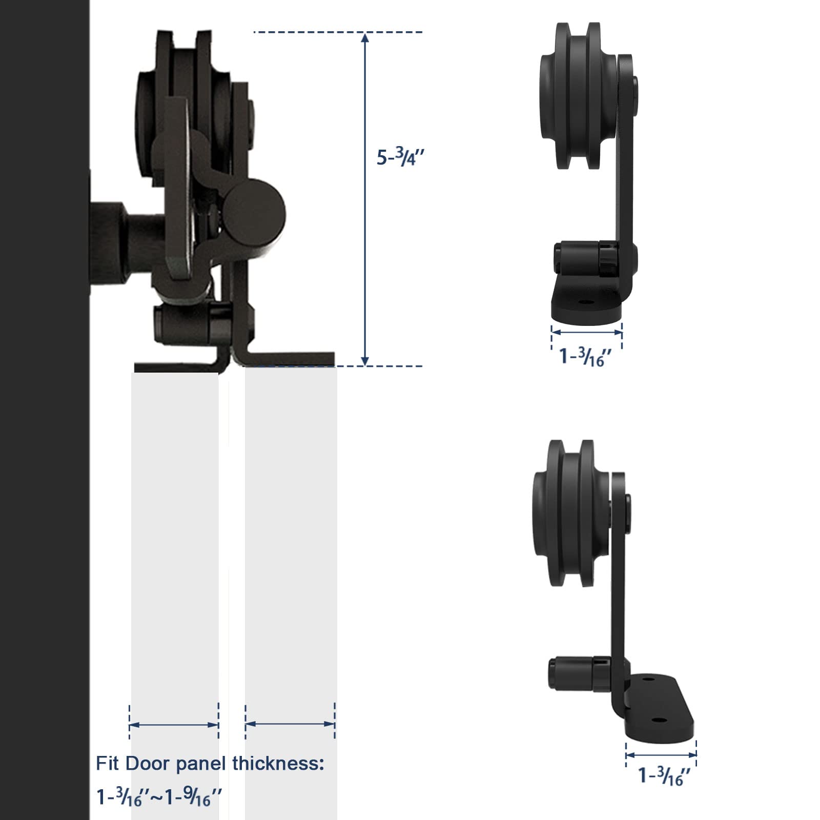 ETIASQSA Forma T 200 cm kit binario porta scorrevole nero bypass