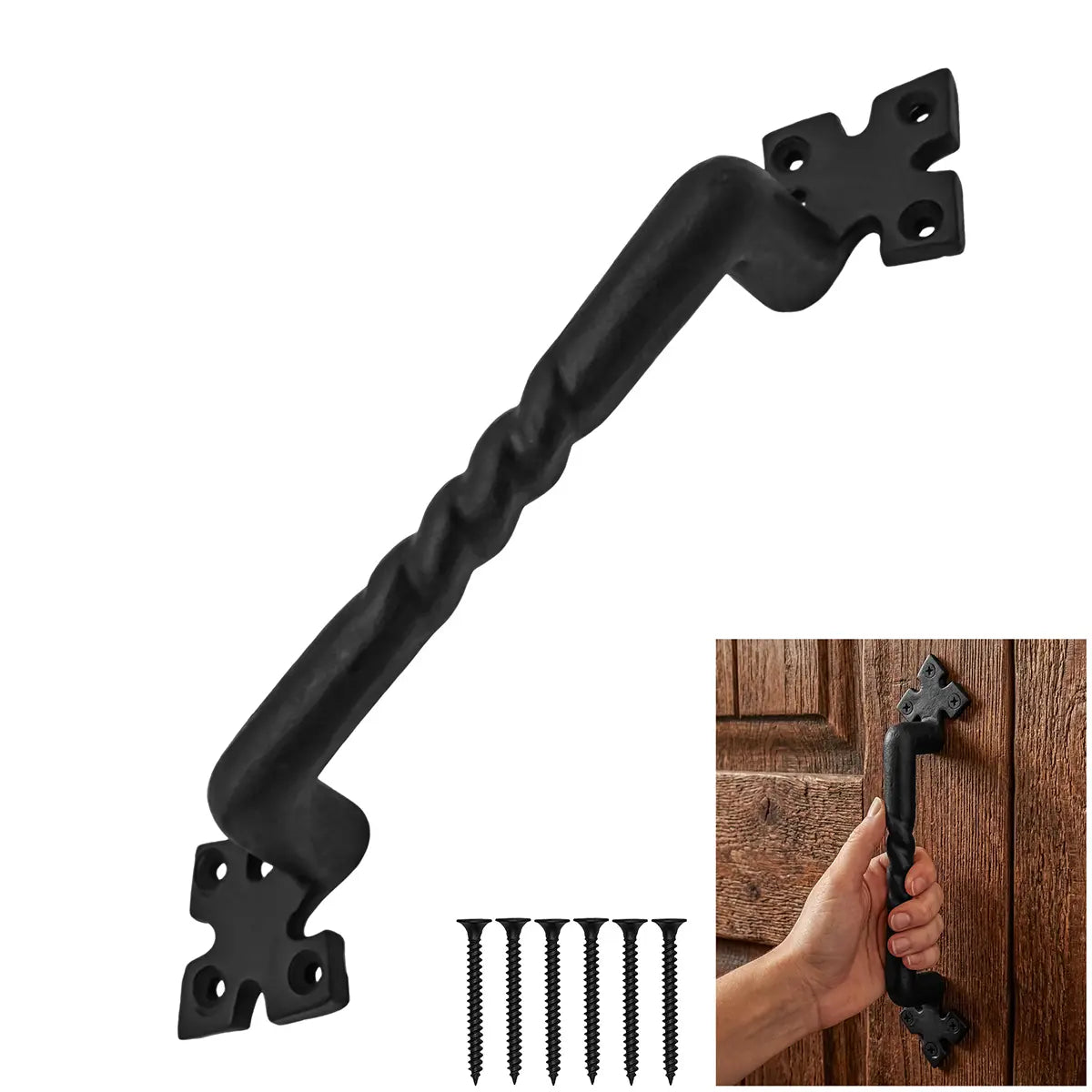 Mystic Colonial Hardware Twisted maniglia porta ghisa nera