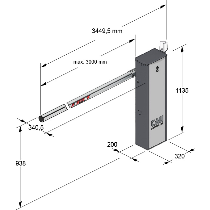 TAU 800RBLO-L barriera automatica asta tonda 6 m