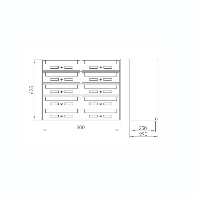 Silmec SC Classic SC5 casellario da 10 cassette esterno