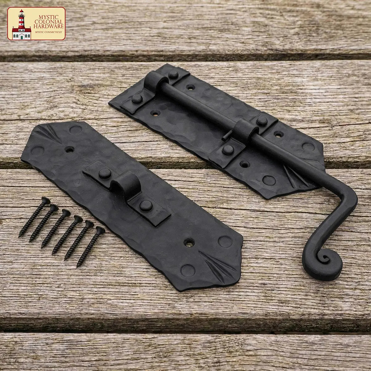 Mystic Colonial Hardware chiavistello cancello ferro battuto nero
