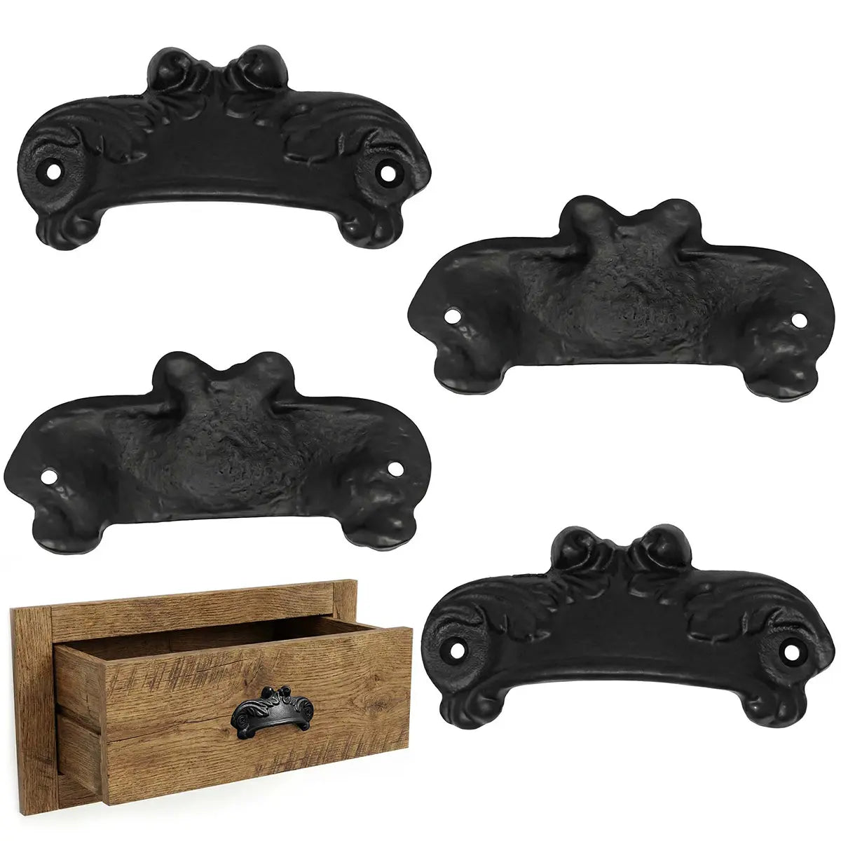 Mystic Colonial Hardware Victorian maniglia conchiglia ghisa set 4 pezzi