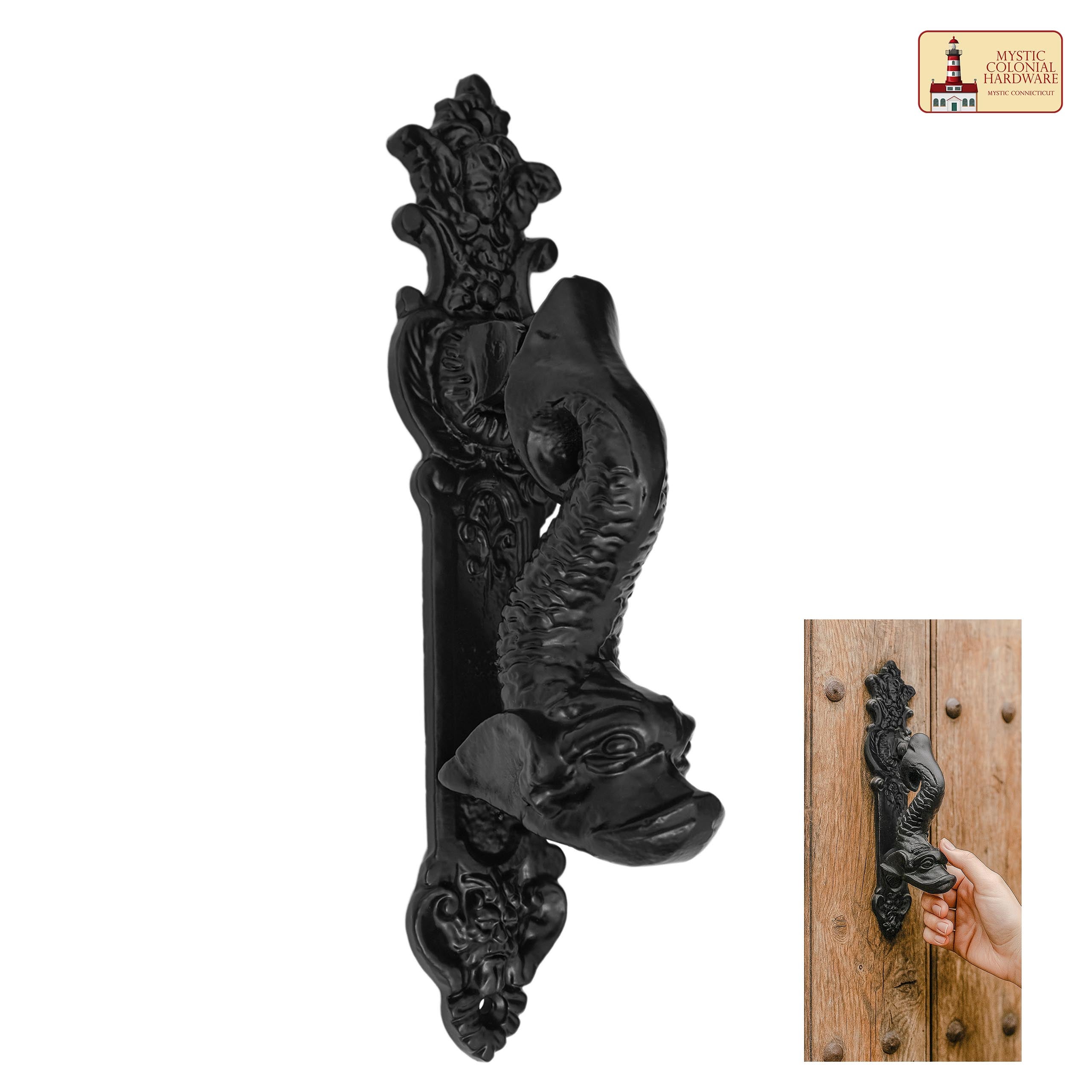 Mystic Colonial Hardware Battente Porta Ferro Nero 25x5cm