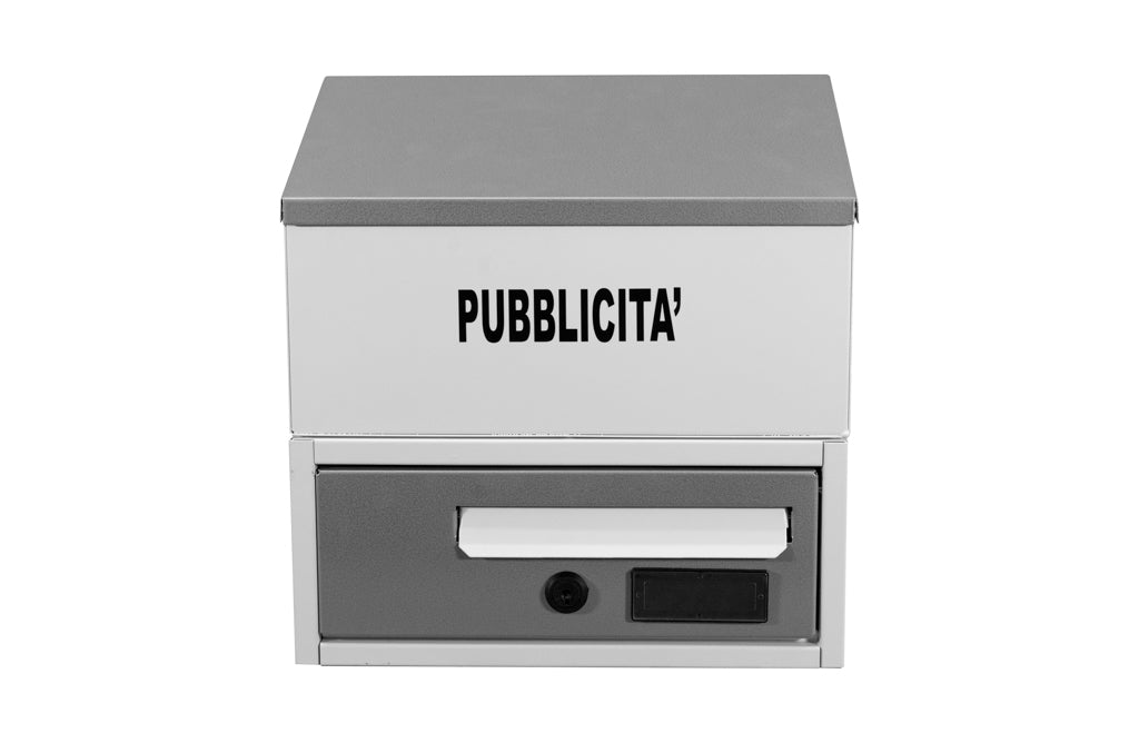 BOXOB Eternity 883 porta volantini da esterno bianco-grigio antipioggia