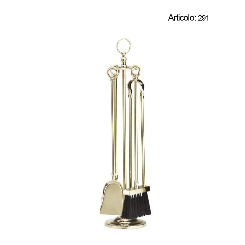 Spinardi 291 Set Attrezzi Camino in Ottone Lucido