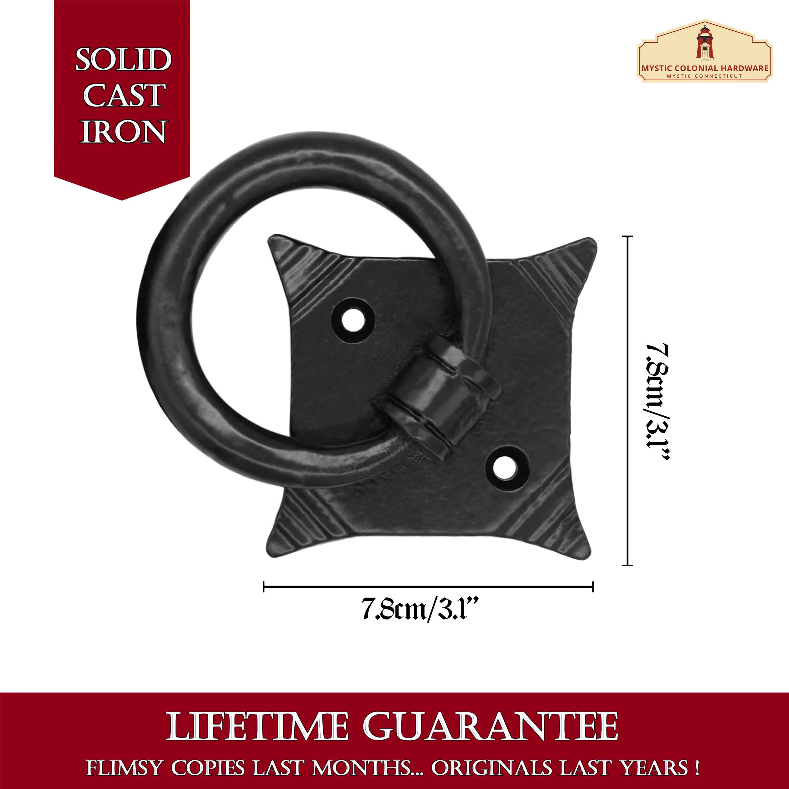 Mystic Colonial Hardware Battente Porta Anello Ferro 5x5cm 2pz