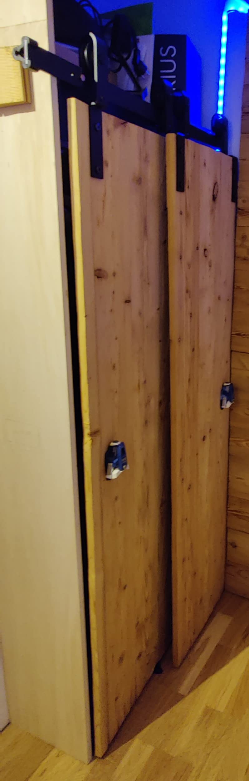 ETIASQSA Forma T 152 cm kit binario porta scorrevole nero bypass