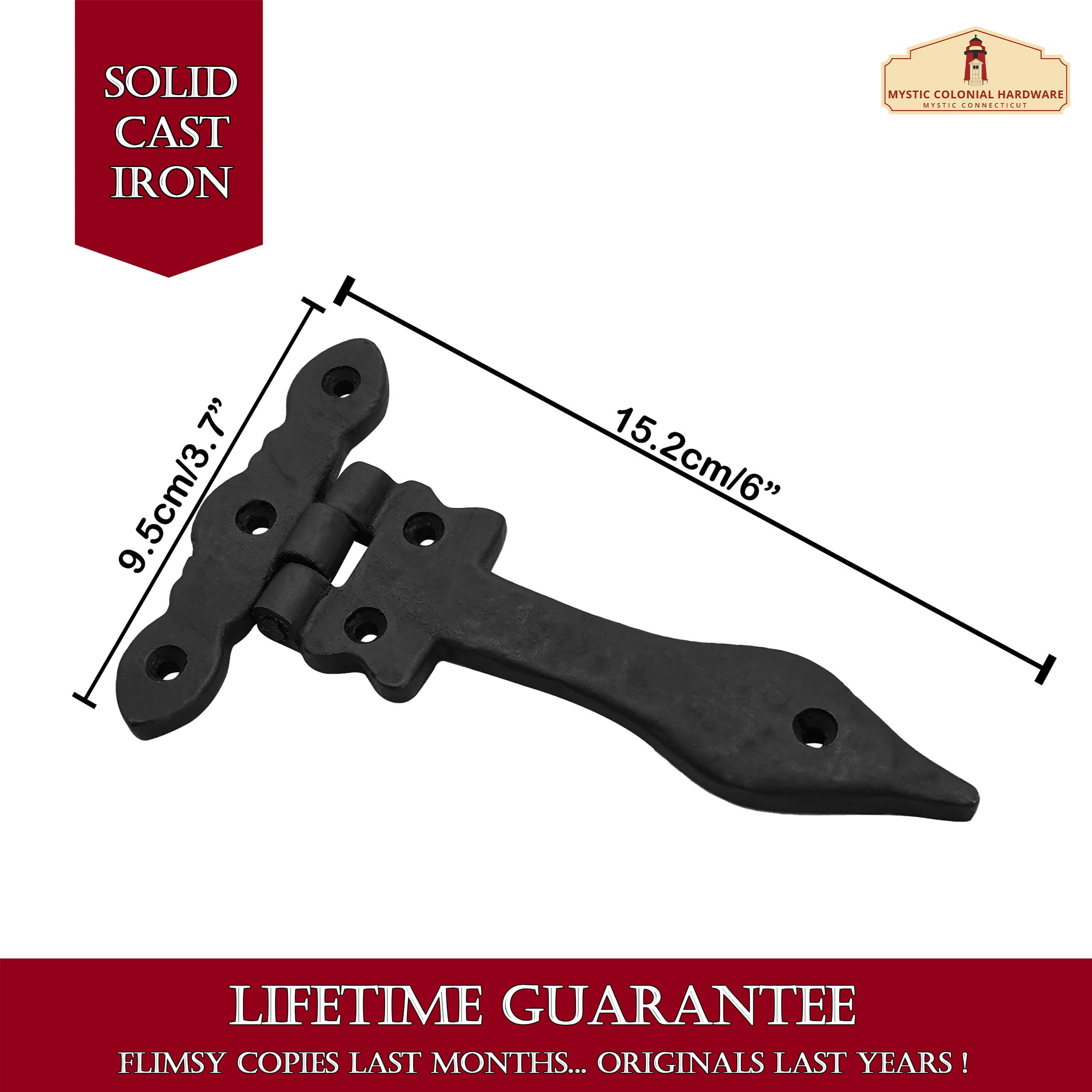 Mystic Colonial Hardware cerniere porta 4" coppia ferro nero