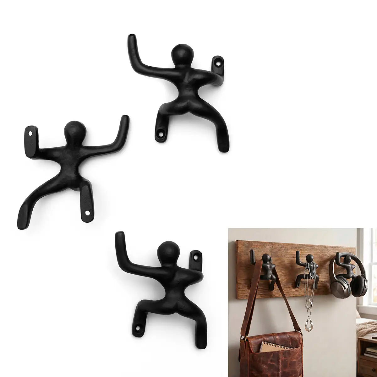 Mystic Colonial Set 3 Ganci Parete Omino Ghisa Nera