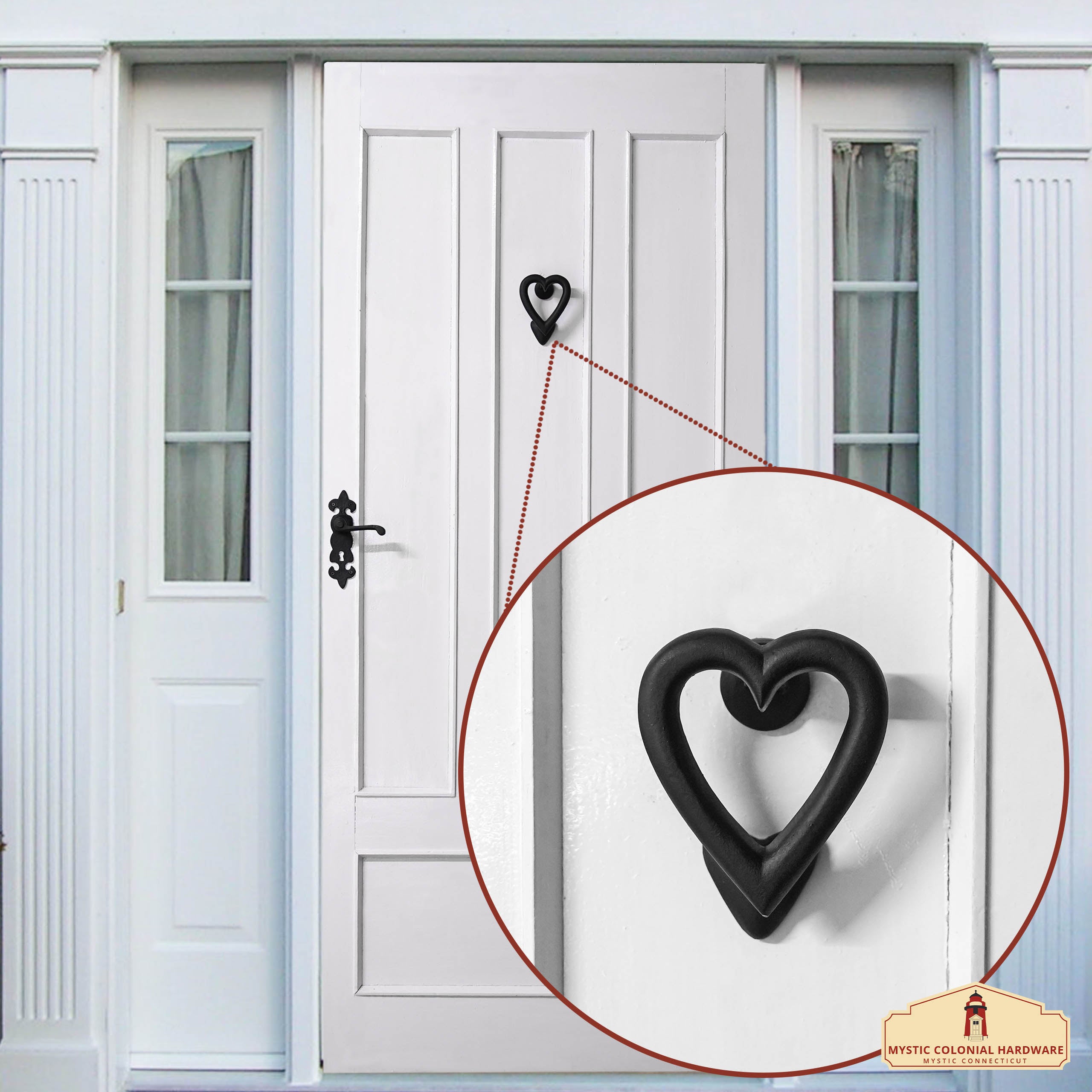 Mystic Colonial Hardware Battente porta cuore ferro battuto nero