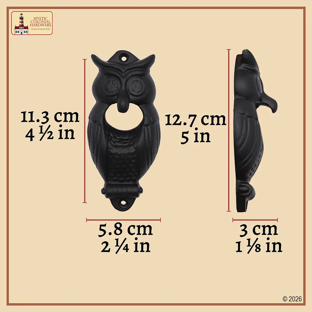 Mystic Colonial Gufo apribottiglia da muro ghisa set 2 pezzi
