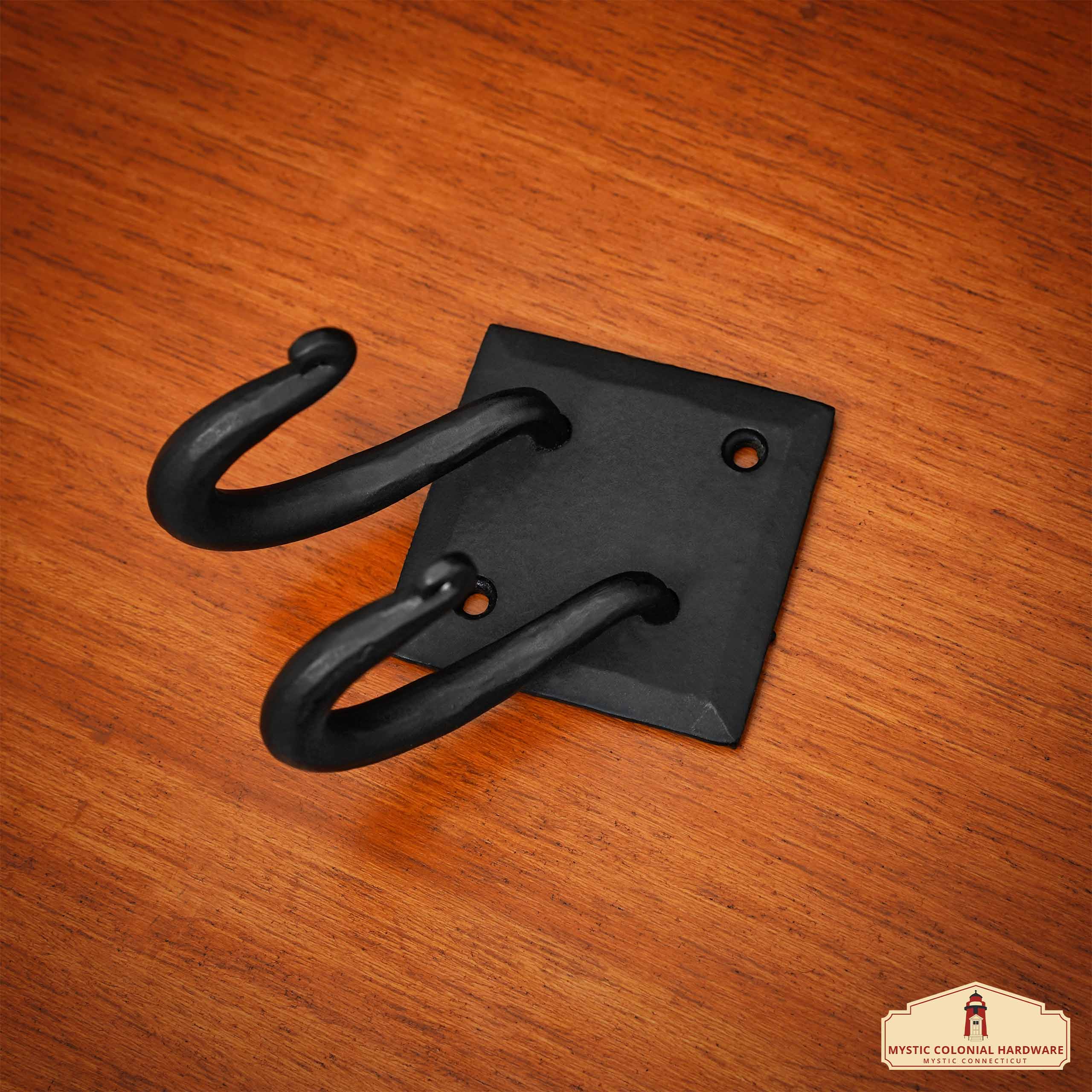 Mystic Colonial Gancio Doppio Ferro Battuto Nero 8,8 cm