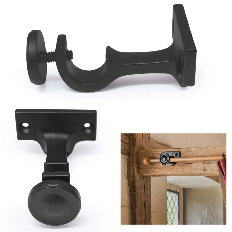 Mystic Colonial Hardware Supporto bastone tenda ghisa nera regolabile