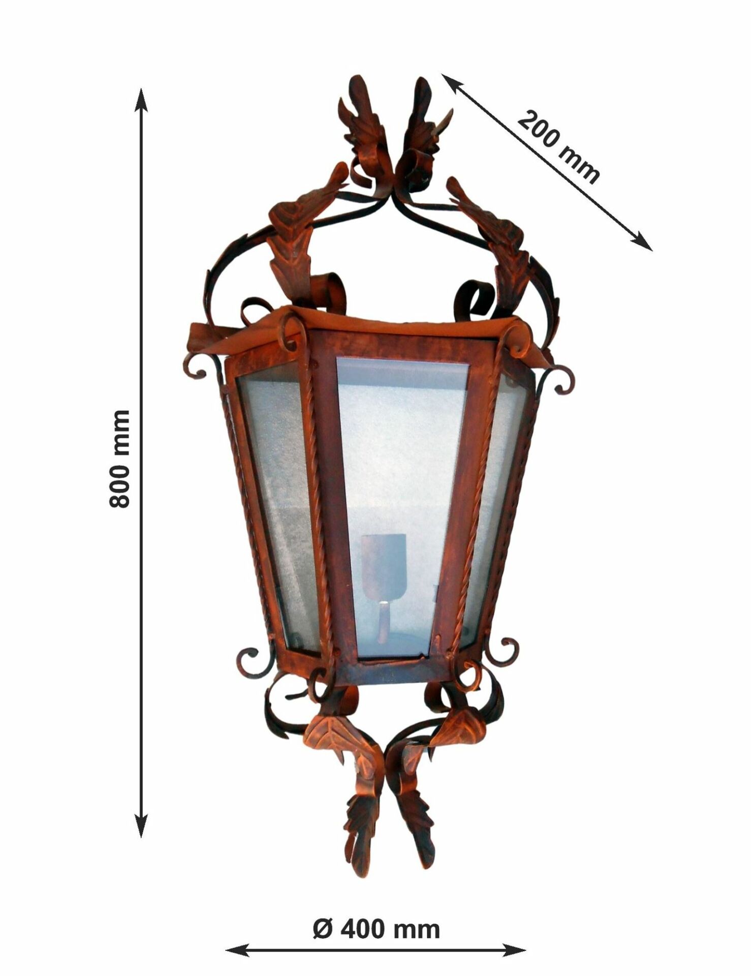 Spinardi Lanterna da Parete Lampada Vetro 60W