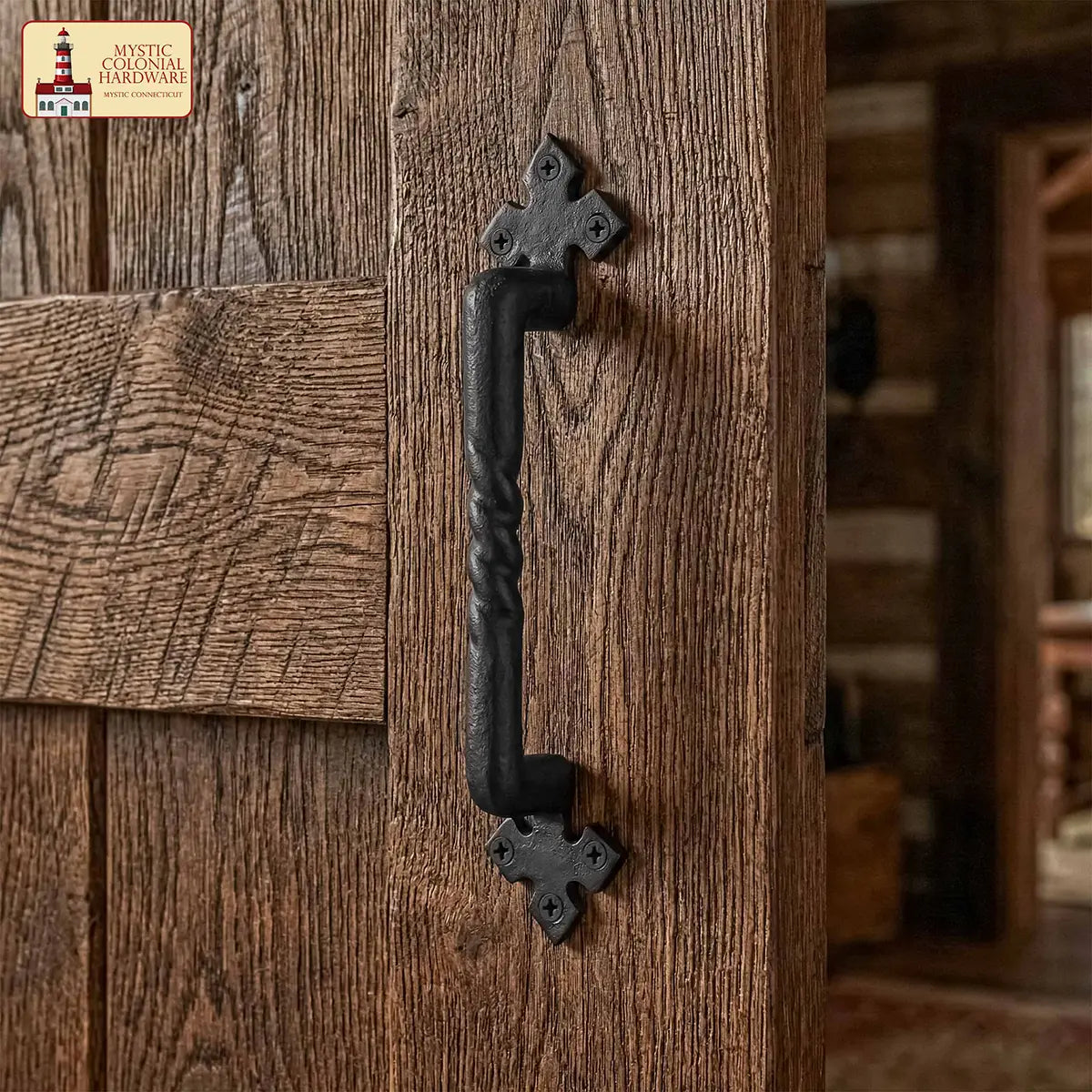 Mystic Colonial Hardware Twisted maniglia porta ghisa nera