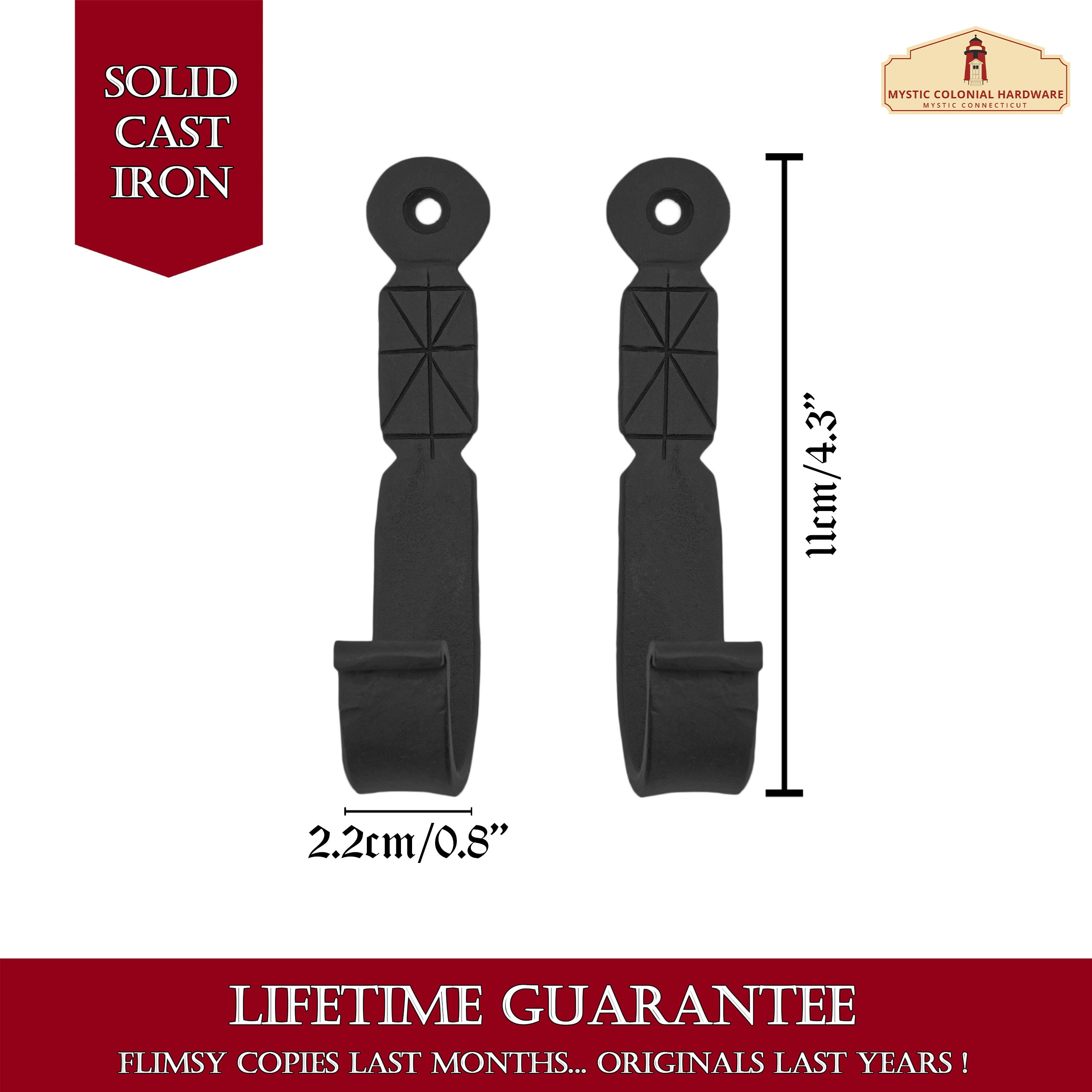 Mystic Colonial Hardware gancio parete ferro nero uso esterno