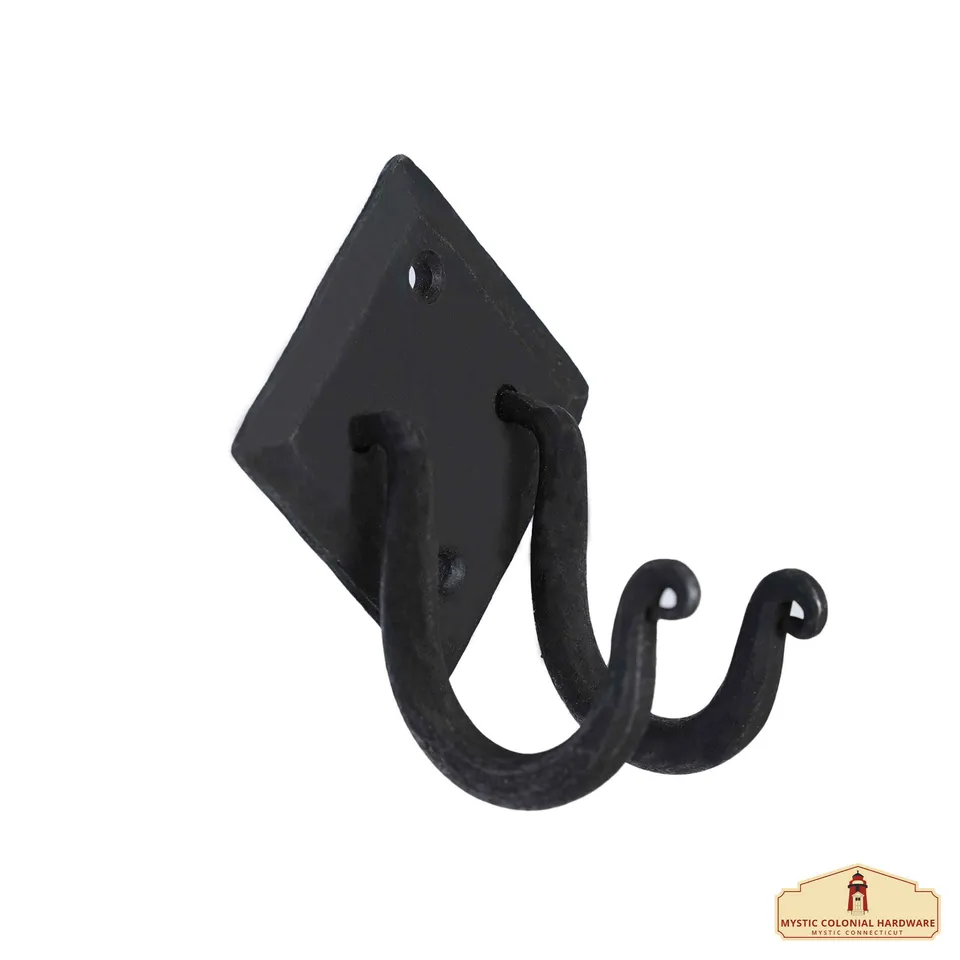 Mystic Colonial Gancio Doppio Ferro Battuto Nero 8,8 cm