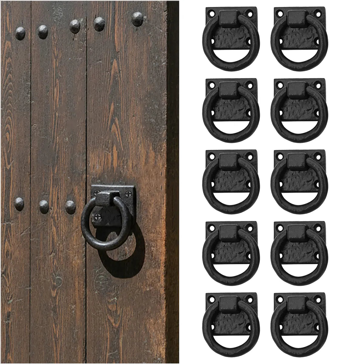 Mystic Colonial Hardware battente anello ghisa set 2 pezzi nero