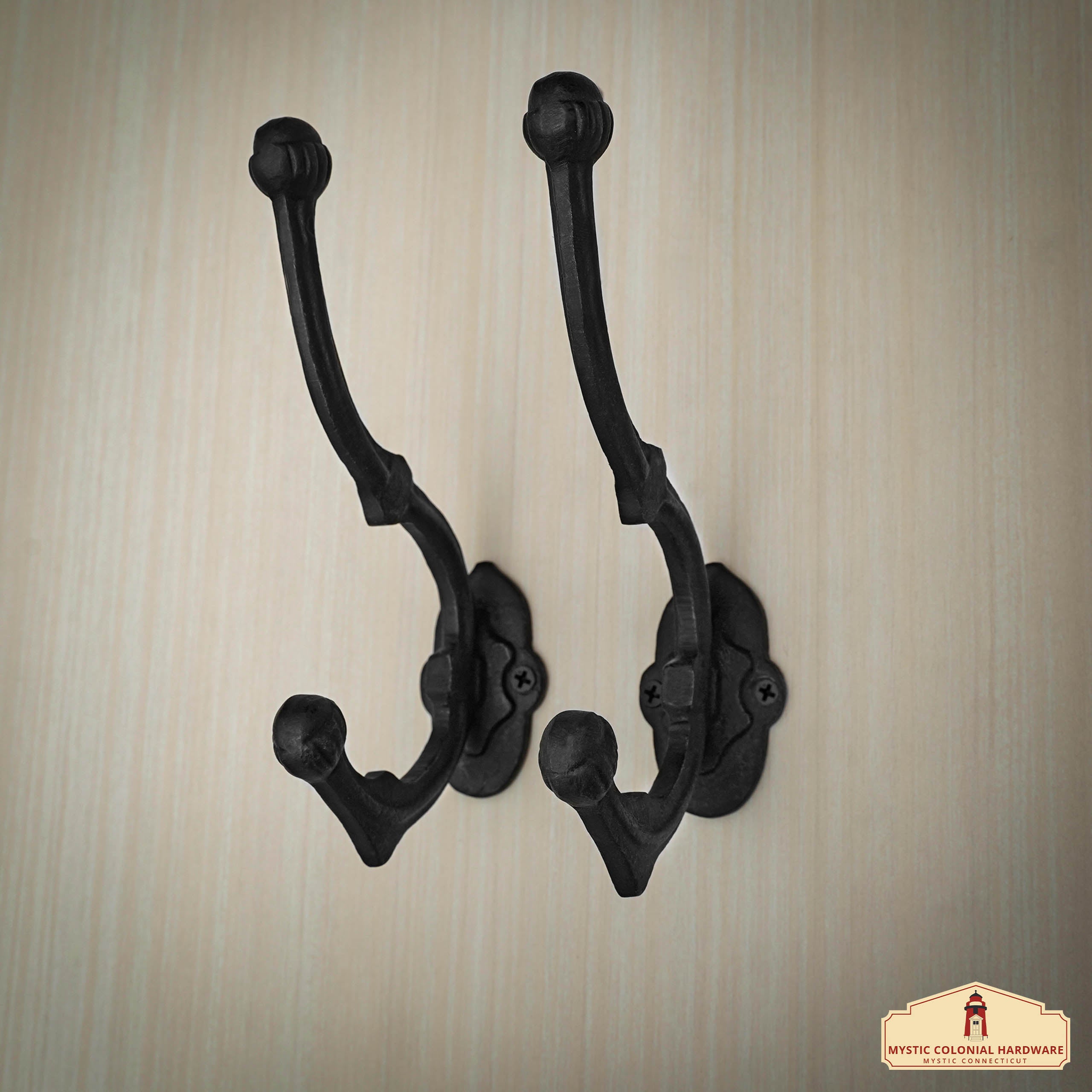 Mystic Colonial Hardware Ganci 16,5 cm Set 2 Pezzi Ghisa Nera