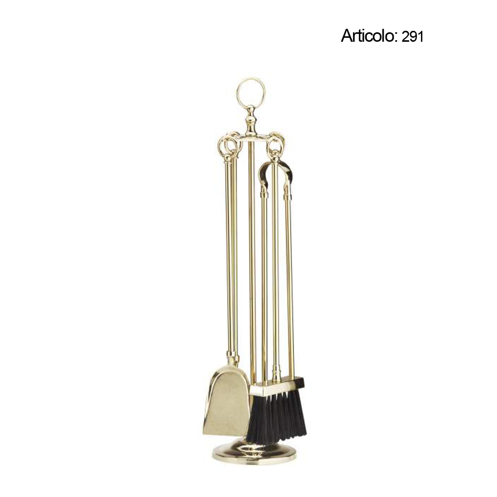 Spinardi 291 Set Attrezzi Camino in Ottone Lucido