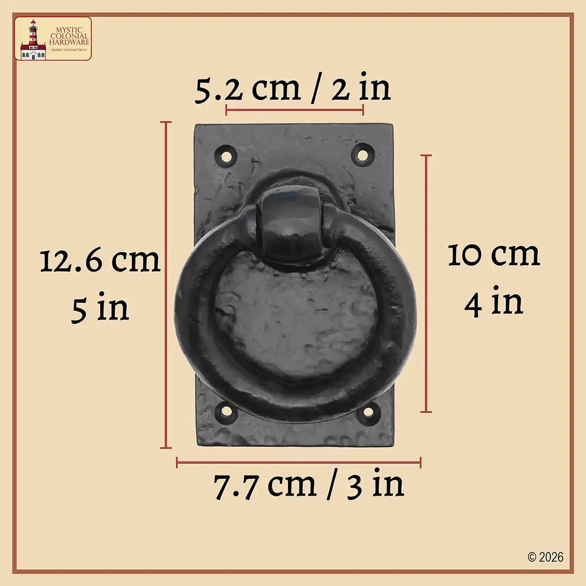 Mystic Colonial Iron Ring battente porta ferro battuto nero