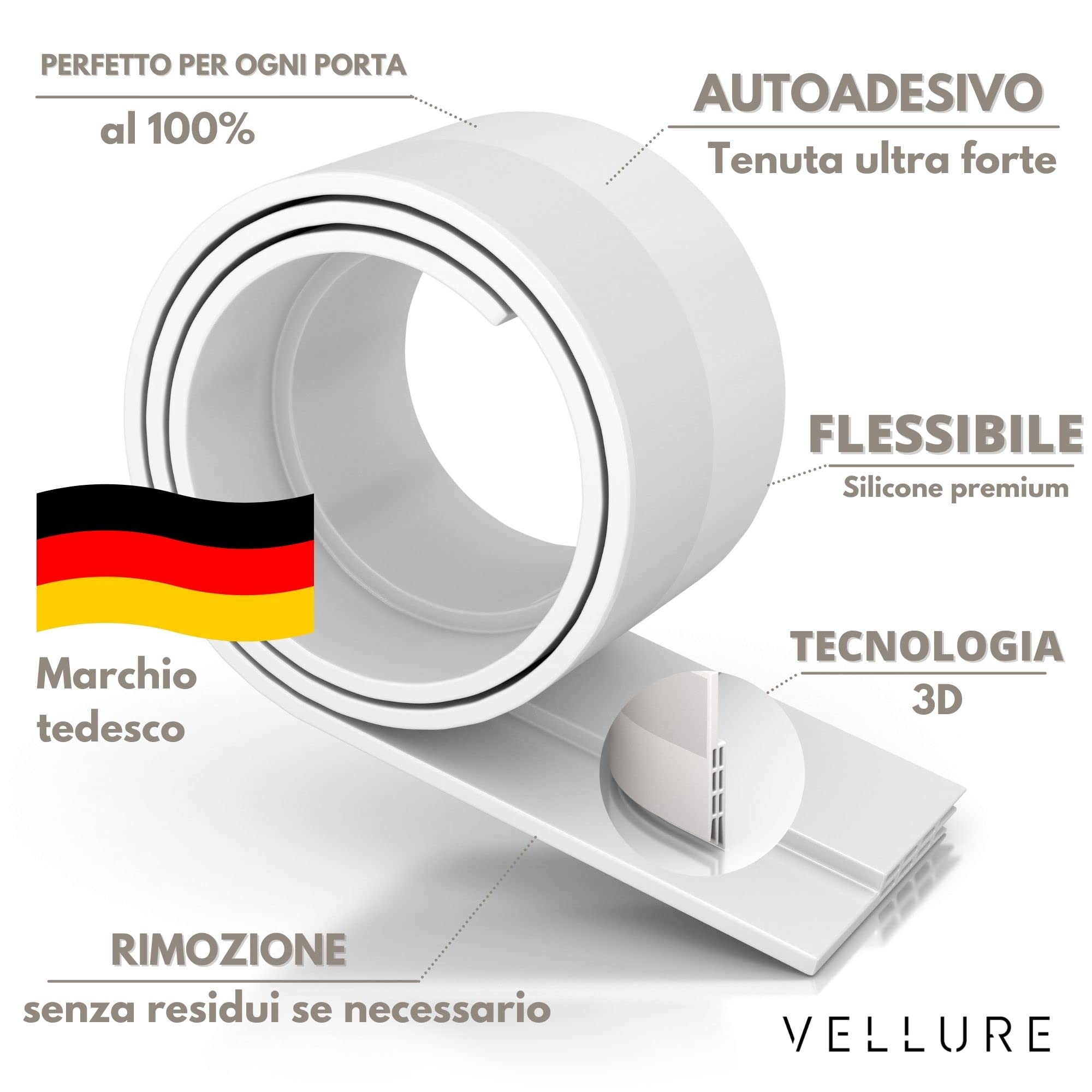 Vellure paraspifferi sottoporta porta blindata bianco 1 pz