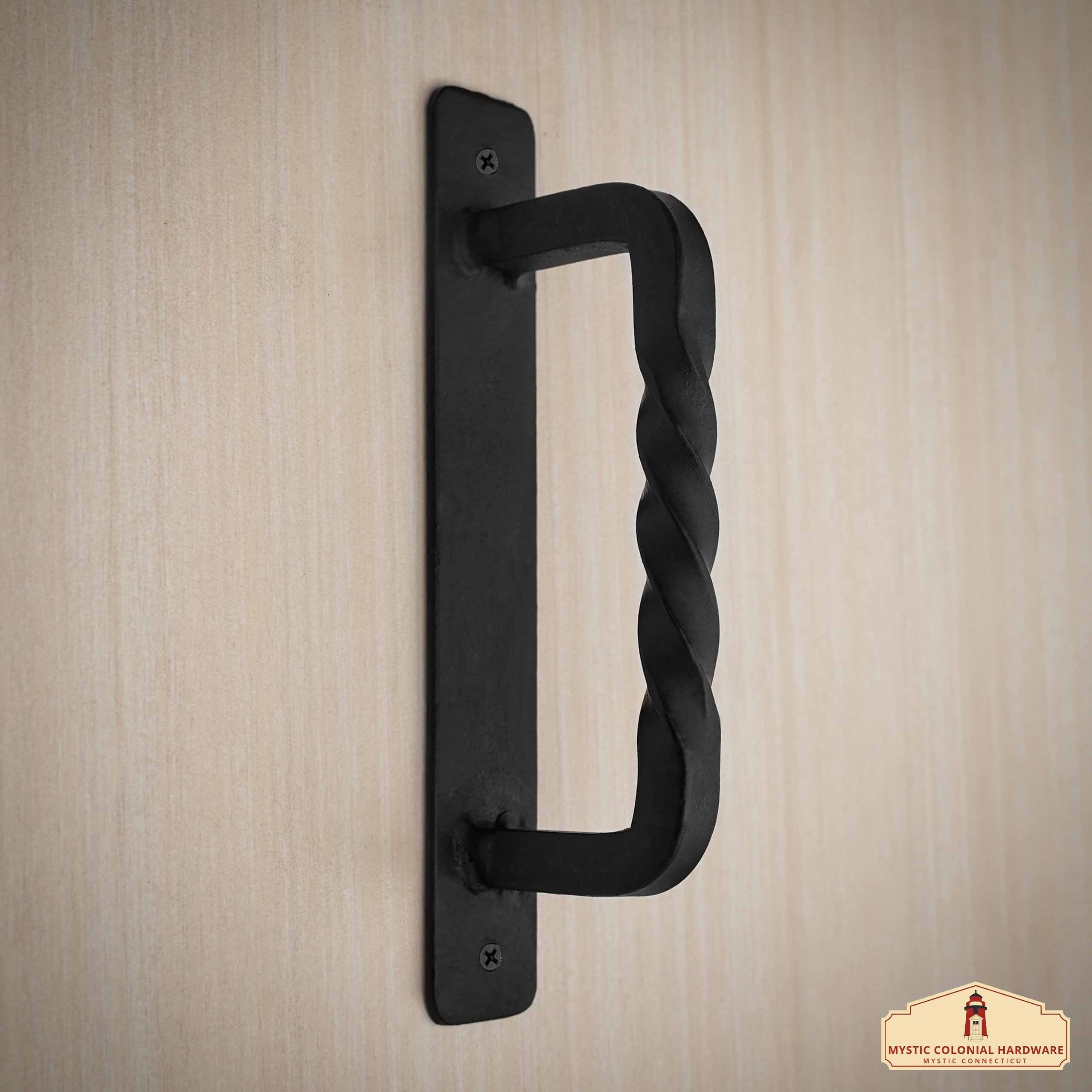 Mystic Colonial Hardware maniglia porta ferro battuto 15,7 cm nera