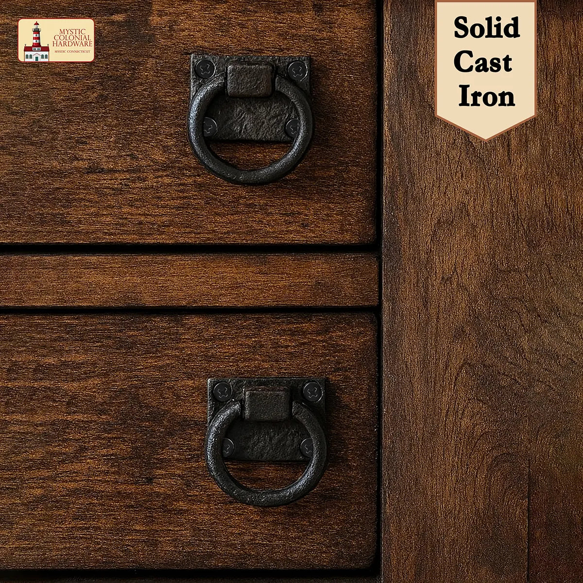 Mystic Colonial Hardware battente anello ghisa set 2 pezzi nero