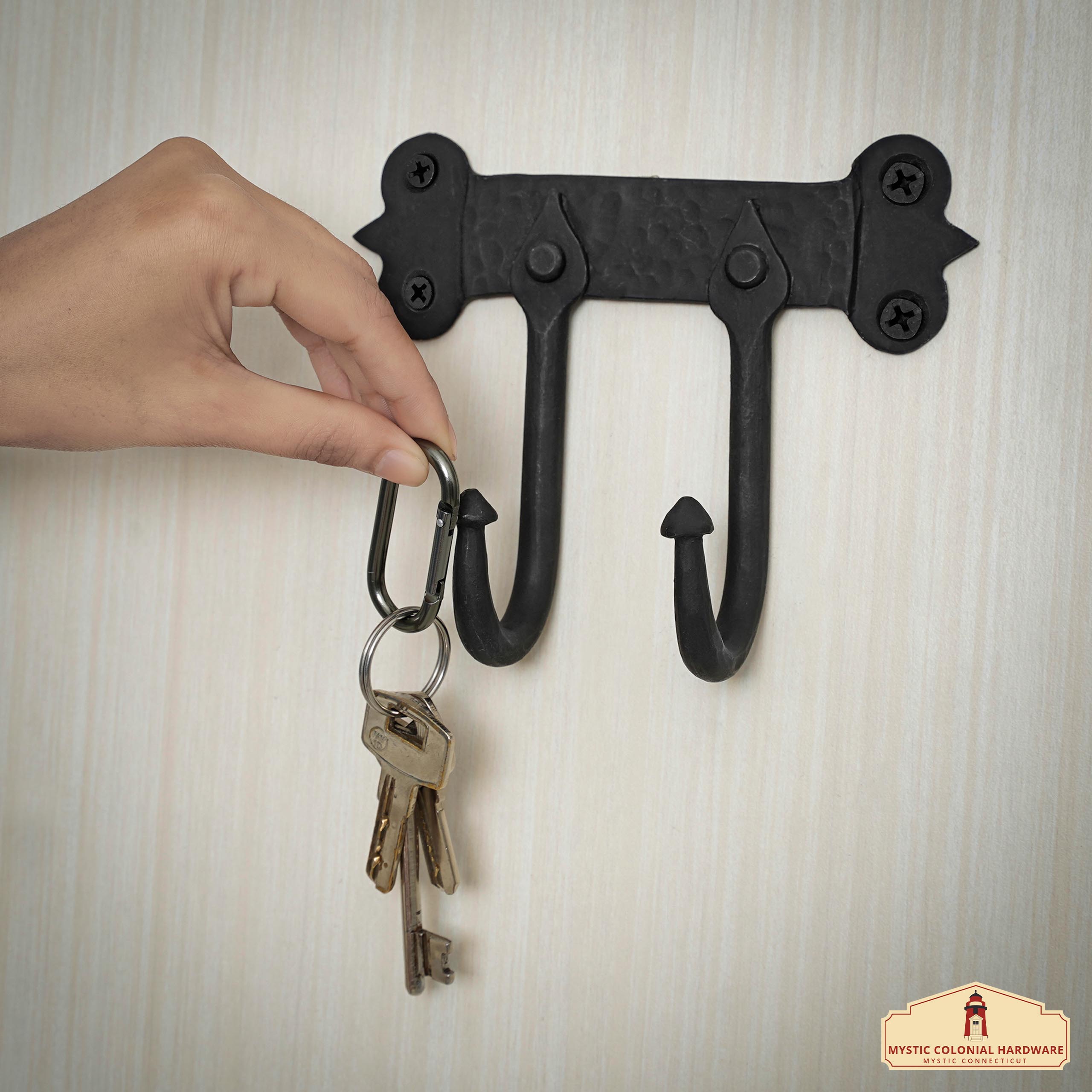 Mystic Colonial Hardware gancio parete ferro doppio 16,6 cm nero