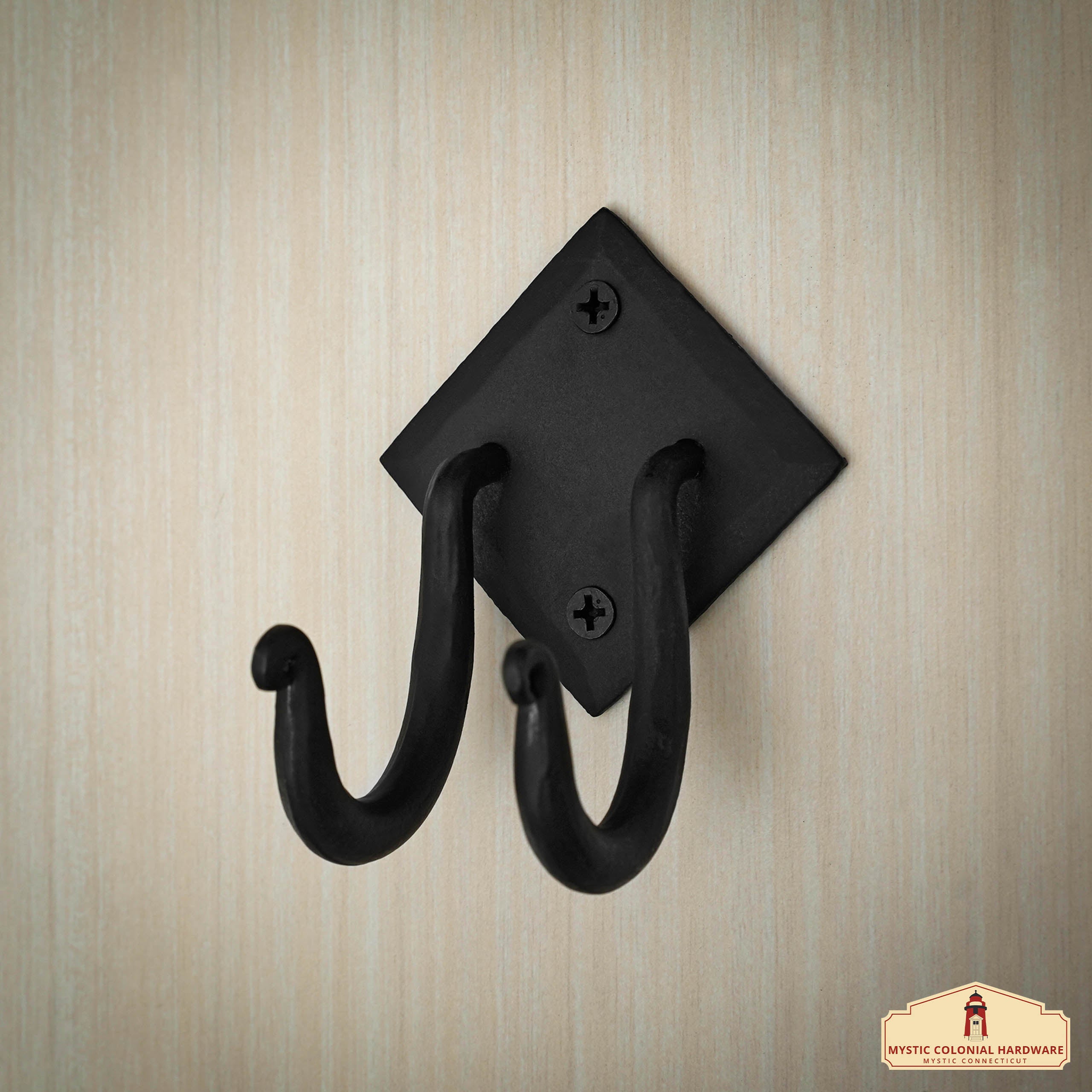 Mystic Colonial Gancio Doppio Ferro Battuto Nero 8,8 cm