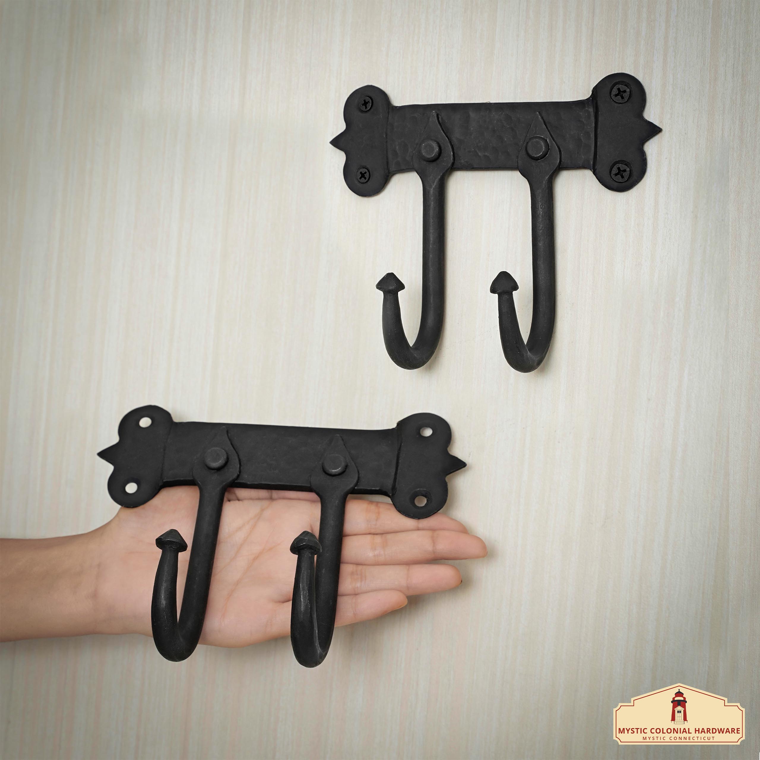 Mystic Colonial Hardware gancio parete ferro doppio 16,6 cm nero