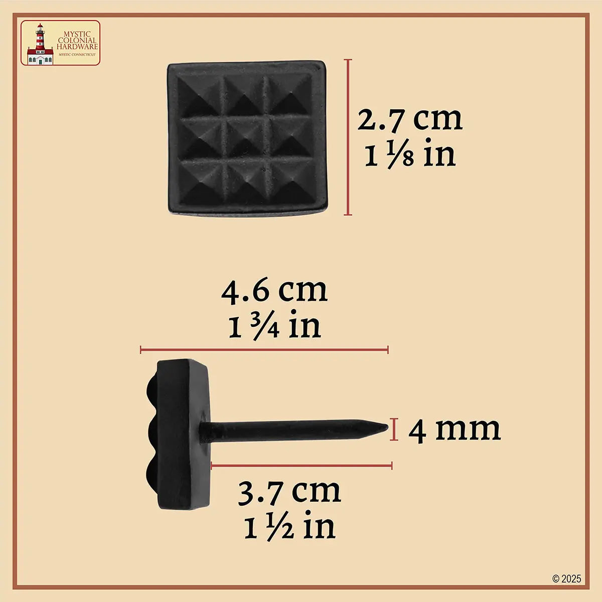 Mystic Colonial Hardware Borchie Ferro Quadrate Decorative Nero