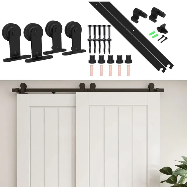 ETIASQSA Forma T 200 cm kit binario porta scorrevole nero bypass