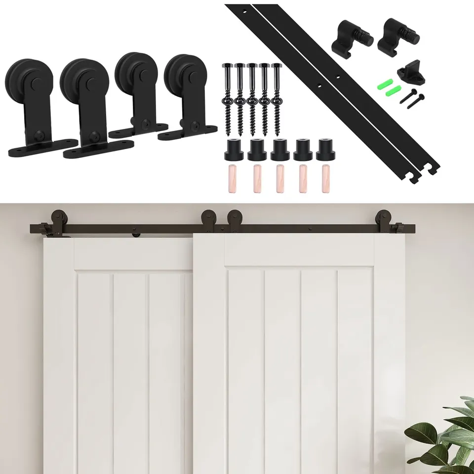 ETIASQSA Forma T 200 cm kit binario porta scorrevole nero bypass