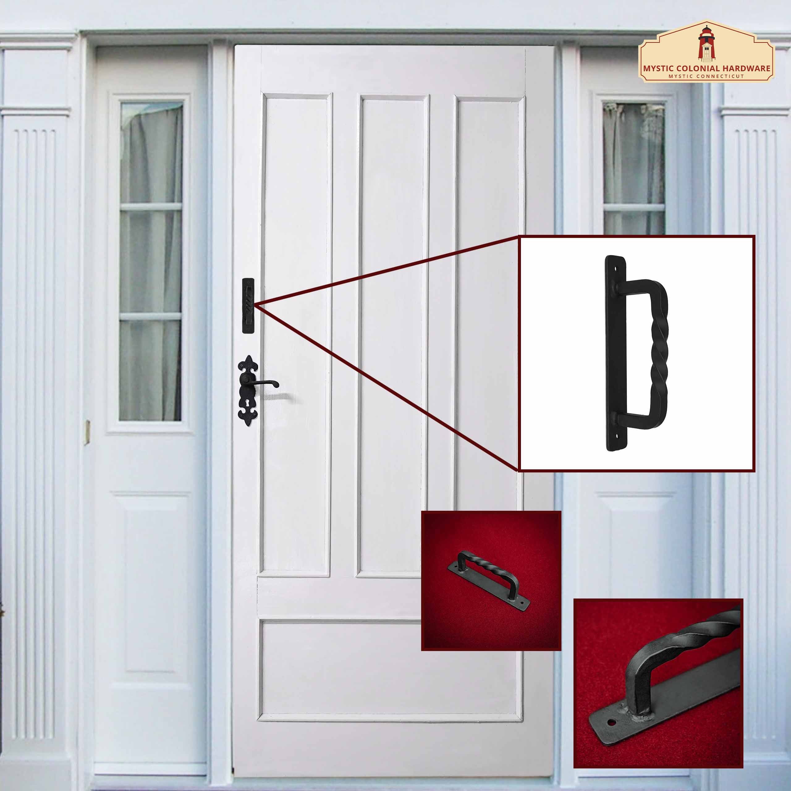 Mystic Colonial Hardware maniglia porta ferro battuto 15,7 cm nera