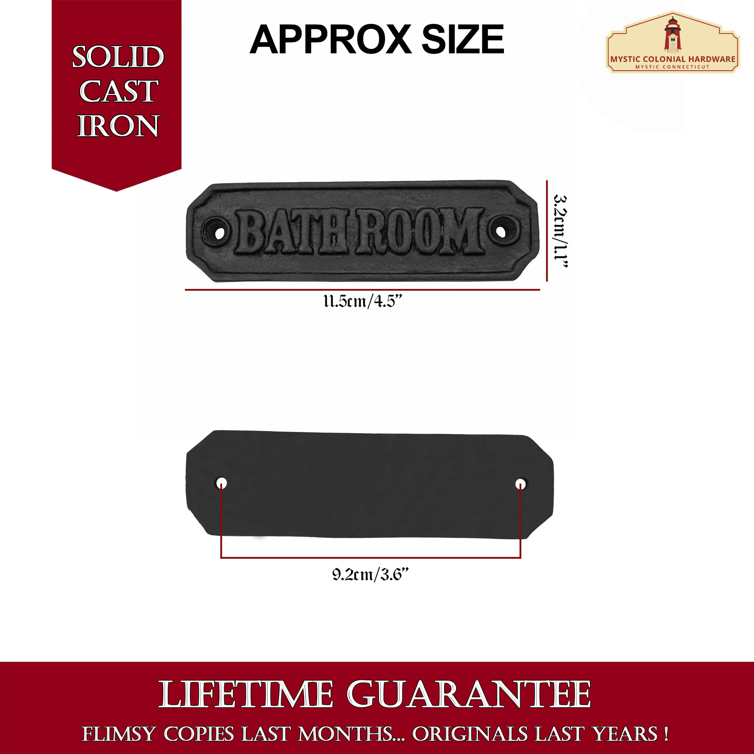 Mystic Colonial Hardware Bathroom 11,5 cm targa bagno ghisa nera