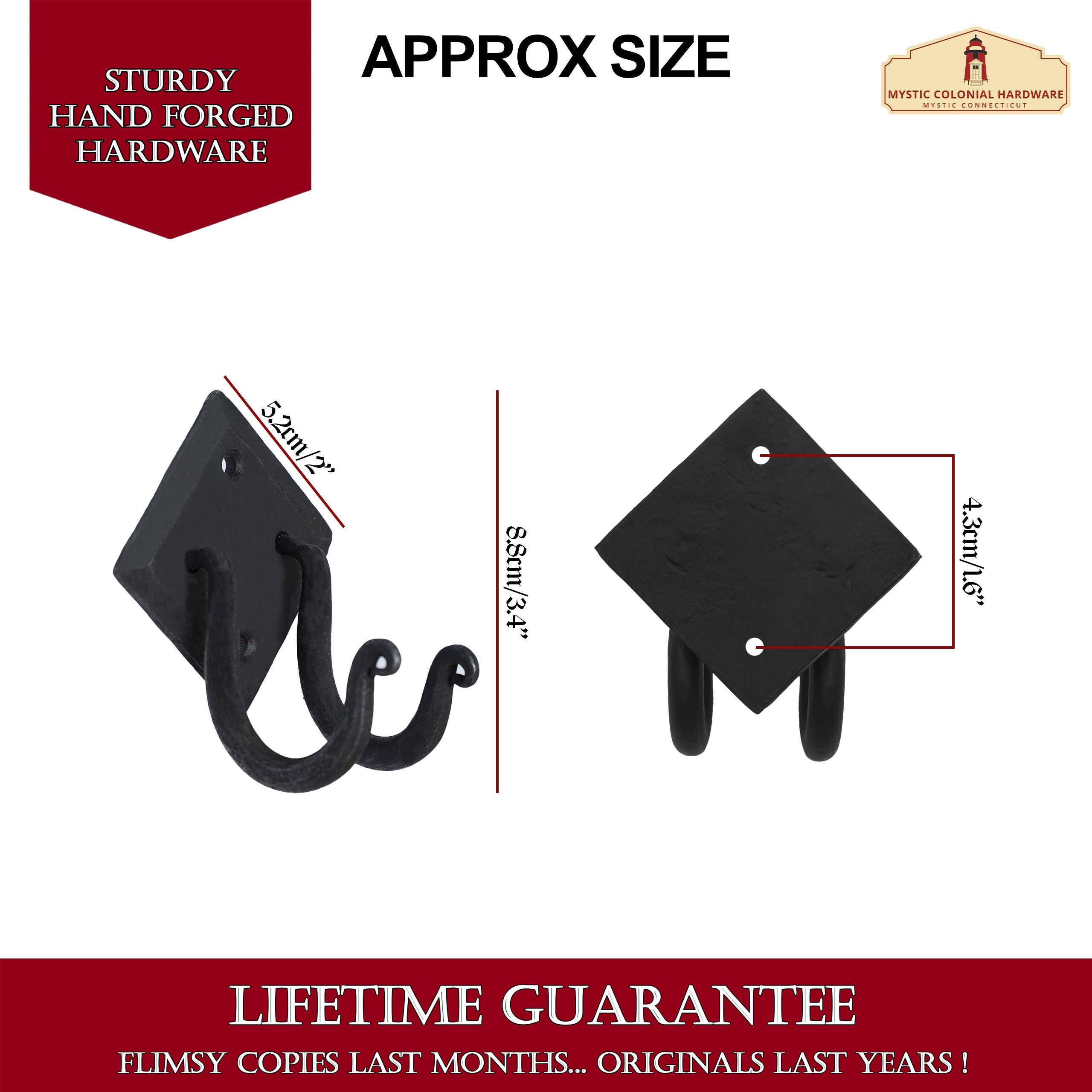 Mystic Colonial Gancio Doppio Ferro Battuto Nero 8,8 cm