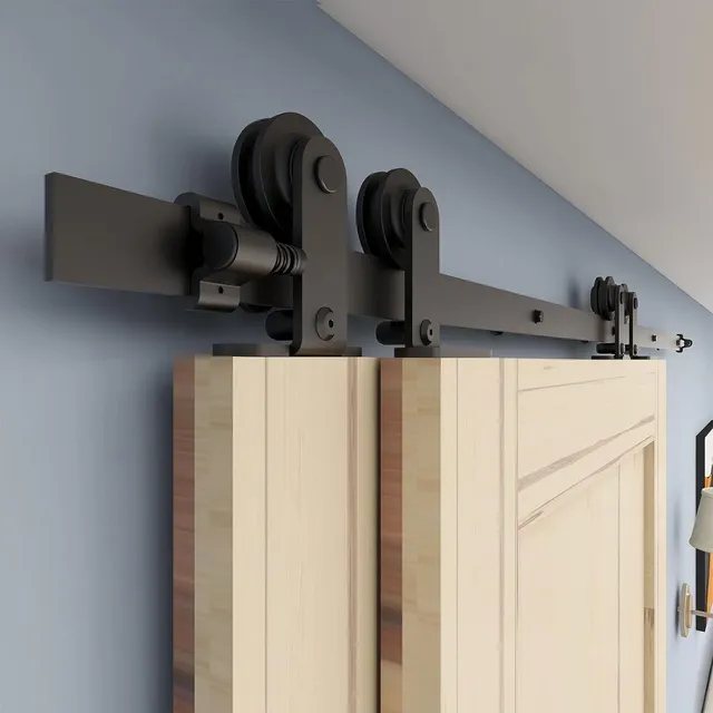 ETIASQSA Forma T 152 cm kit binario porta scorrevole nero bypass