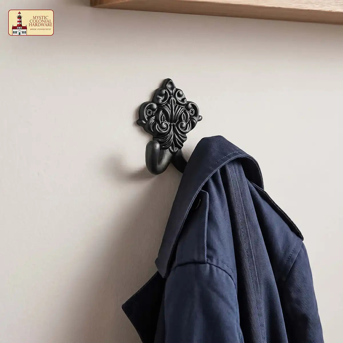 Mystic Colonial Hardware ganci parete ghisa nera doppia set 2 pezzi