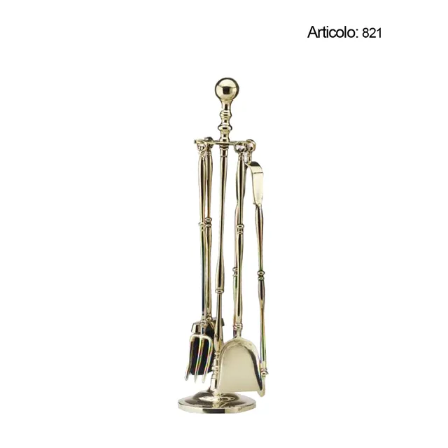 Spinardi 821 set attrezzi camino in ottone