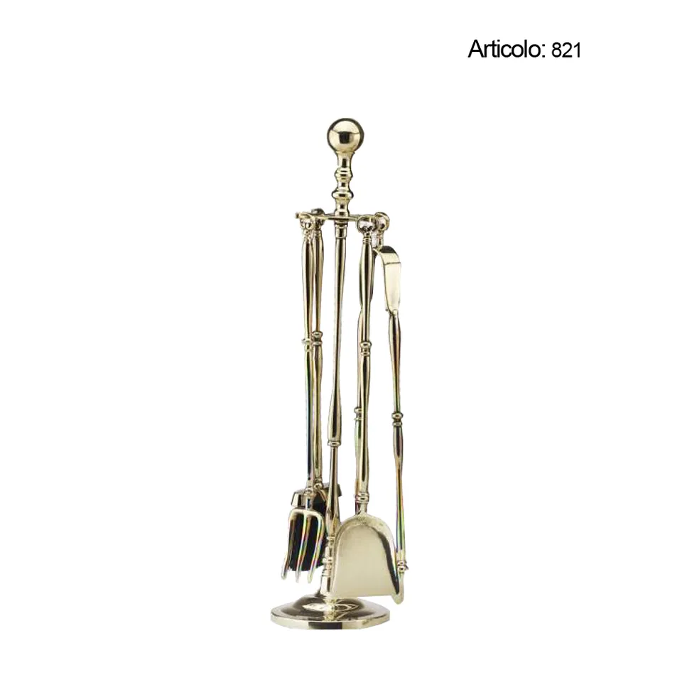 Spinardi 821 set attrezzi camino in ottone
