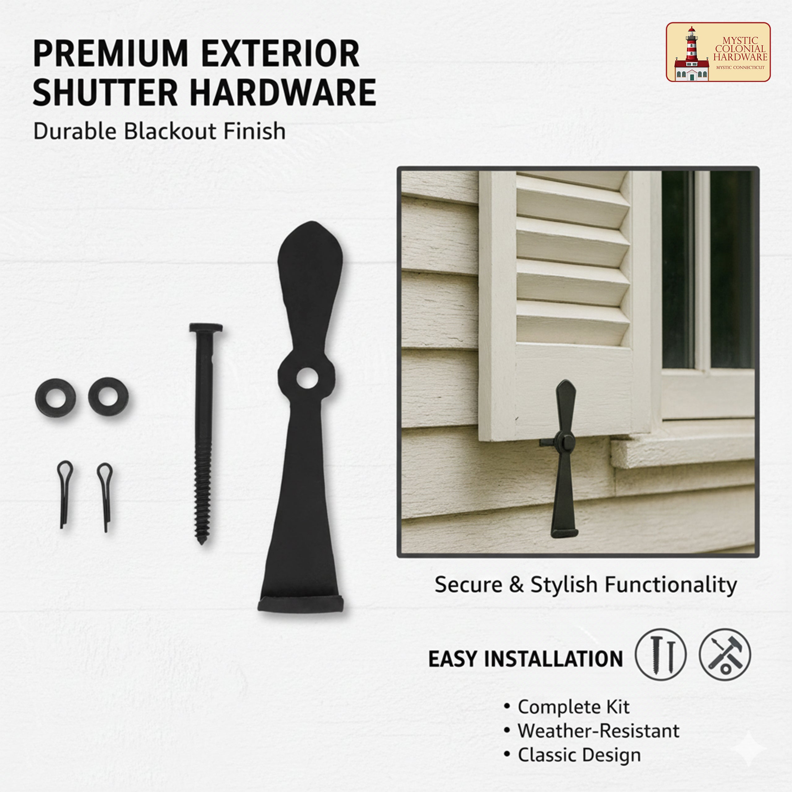Mystic Colonial Fermaimposte Ferro 18 cm Set 2 Pezzi Esterno