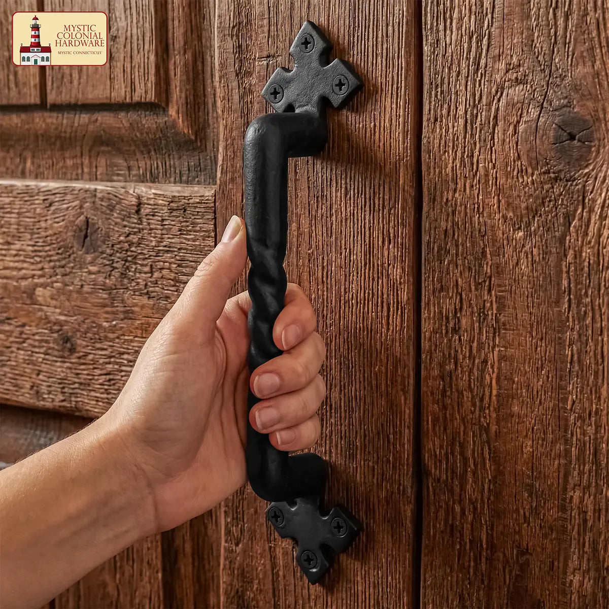 Mystic Colonial Hardware Twisted maniglia porta ghisa nera