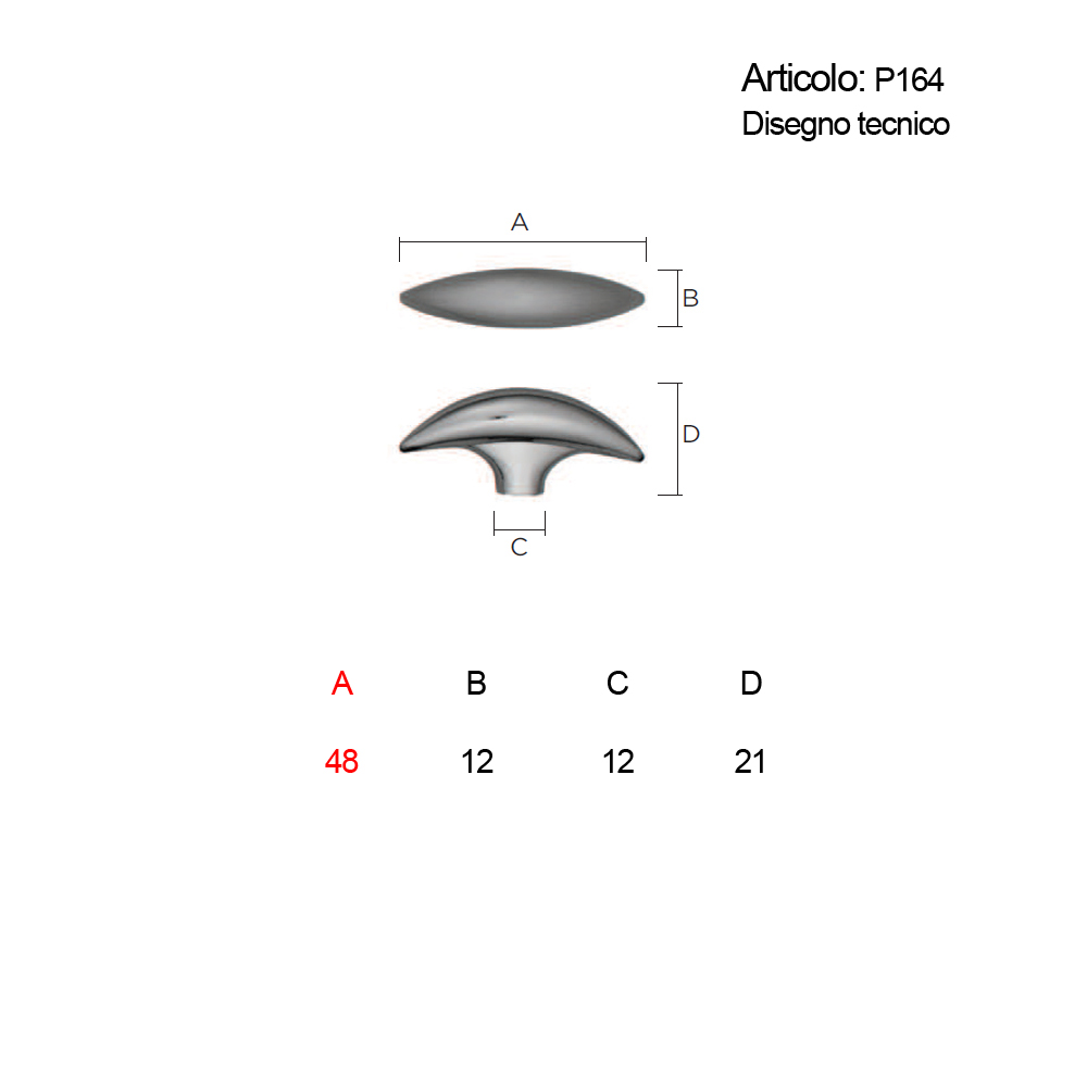 Spinardi P164 pomolo per mobili finiture assortite